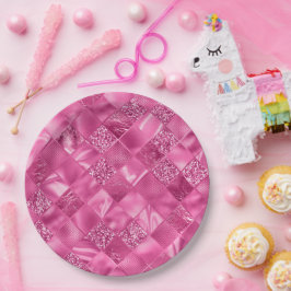 Plato De Papel Patrón de tejido cuadrado multitexturizado de colo