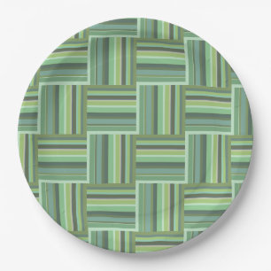 Plato De Papel Patrón de tejido de rayas de color verde oliva