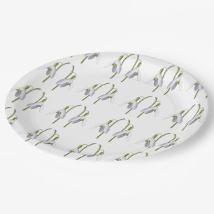 Plato De Papel Patrón de tela de Snowdrop.
