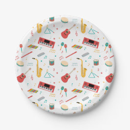 Plato De Papel Patrón de tema musical de instrumentos musicales