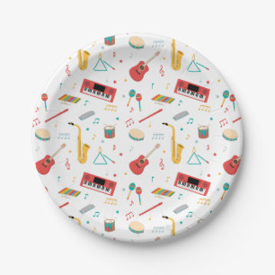 Plato De Papel Patrón de tema musical de instrumentos musicales
