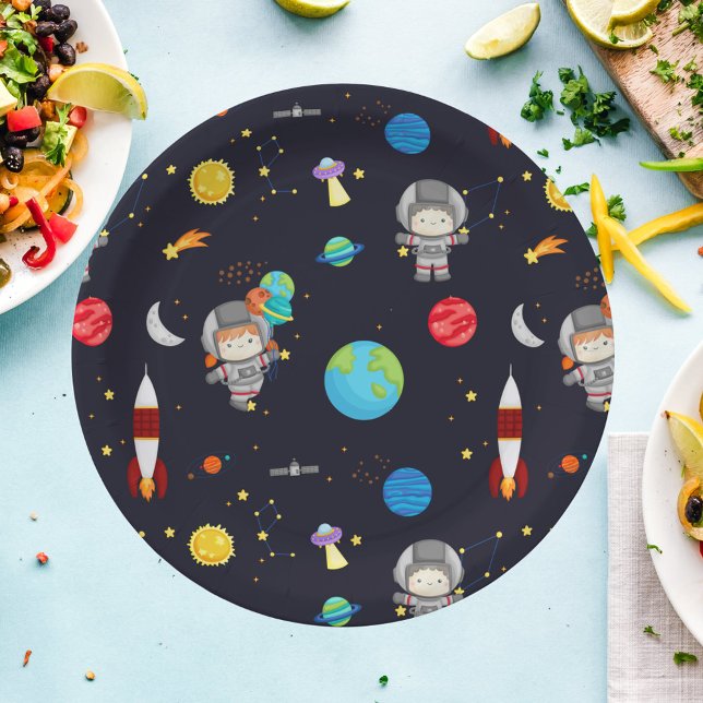 Plato De Papel Patrón de temas del espacio infantil (Subido por el creador)