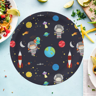 Plato De Papel Patrón de temas del espacio infantil
