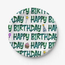 Patrón de texto de feliz cumpleaños verde vibrante