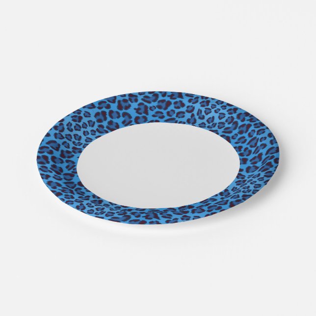 Plato De Papel patrón de textura de leopardo azul (Angular)
