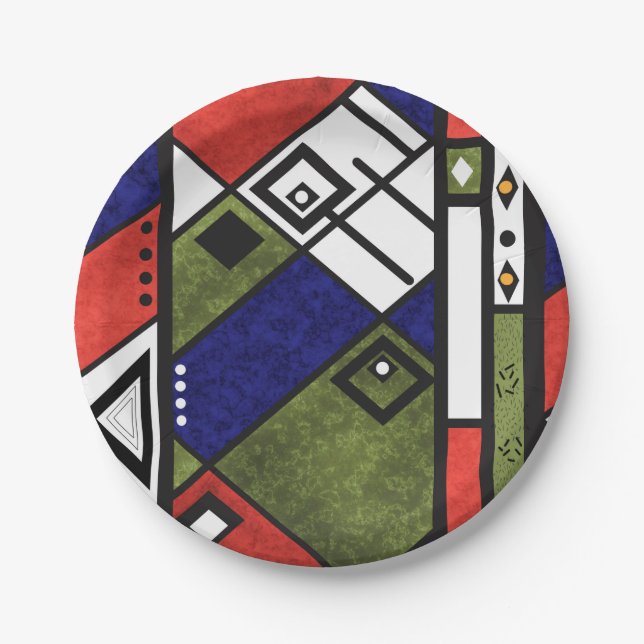 Plato De Papel Patrón de textura tradicional africano sin soldadu (Anverso)