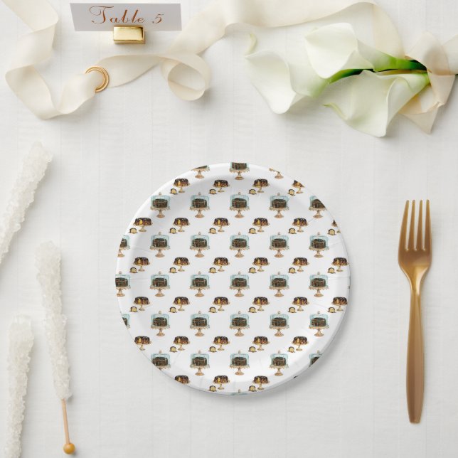 Plato De Papel Patrón de tiempo de chocolate (Boda)