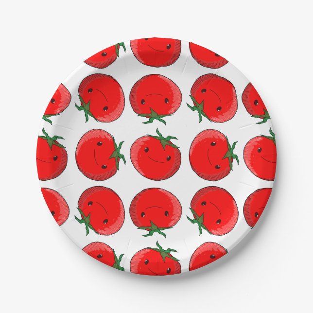 Plato De Papel Patrón de tomate Personalizado (Anverso)