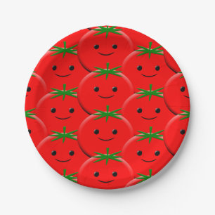 Plato De Papel Patrón de tomate rojo
