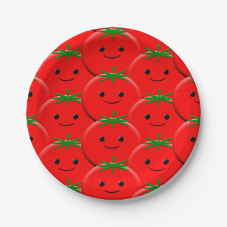 Plato De Papel Patrón de tomate rojo