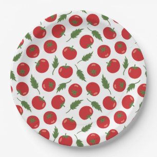 Plato De Papel Patrón de tomate rojo dibujado a mano