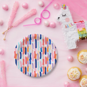 Plato De Papel Patrón de trazo de pincel colorido