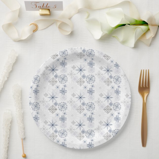 Plato De Papel Patrón de vacaciones de invierno acuarela (Boda)