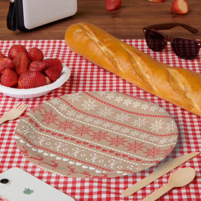 Plato De Papel Patrón de vacaciones de navidades (Picnic)