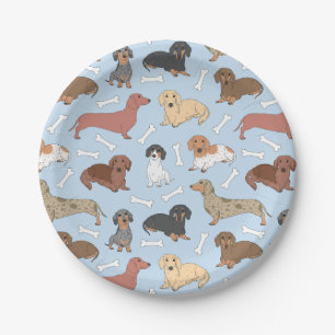 Plato De Papel patrón de variedad dachshund
