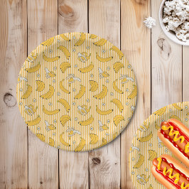 Plato De Papel Patrón de vectores de banda de banana | Amarillo