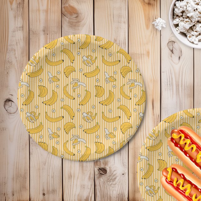 Plato De Papel Patrón de vectores de banda de banana | Amarillo (Subido por el creador)