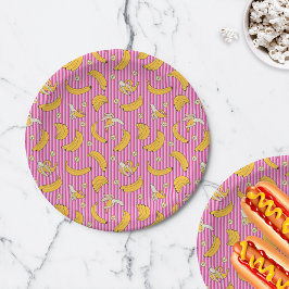 Plato De Papel Patrón de vectores de banda de banana | Magenta
