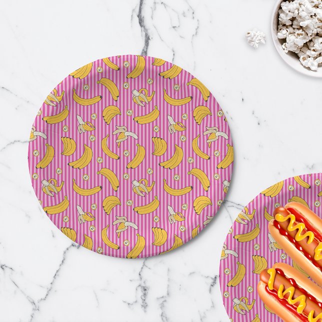 Plato De Papel Patrón de vectores de banda de banana | Magenta (Subido por el creador)