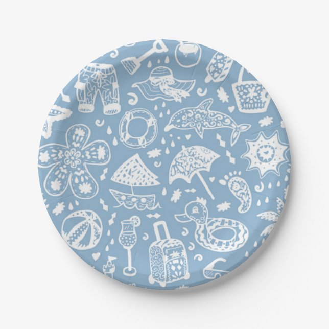 Plato De Papel Patrón de verano (Anverso)