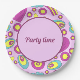 Plato De Papel Patrón de verano de color púrpura de los años 70