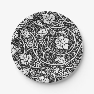 Plato De Papel Patrón de vid de uva negra y blanca de William Mor