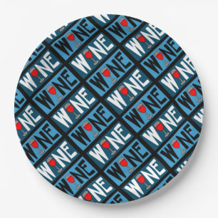 Plato De Papel Patrón de vidrio de vino rojo