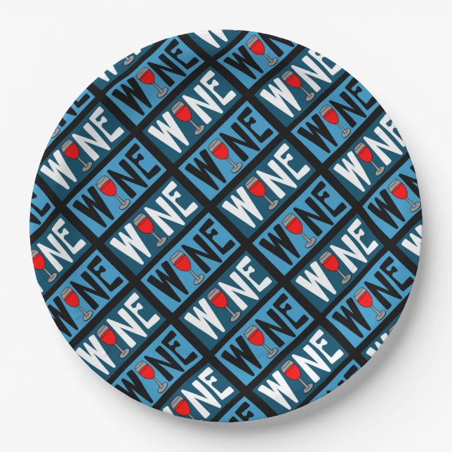 Plato De Papel Patrón de vidrio de vino rojo (Anverso)