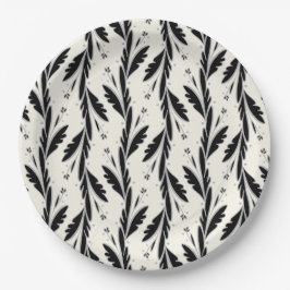 Plato De Papel Patrón de viñedos negros decorativos