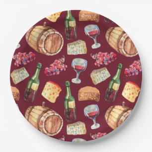 Plato De Papel Patrón de vino