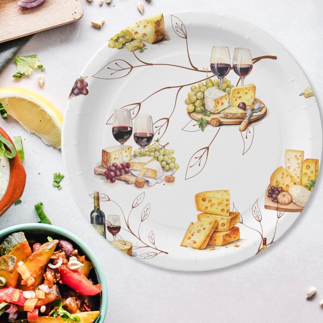Plato De Papel Patrón de vino acuarela (Subido por el creador)