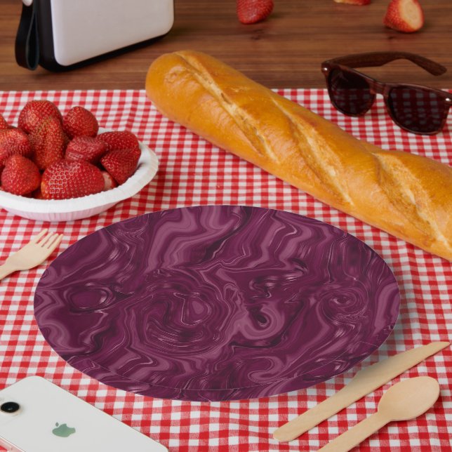 Plato De Papel Patrón de Vino de Zarzamora  (Picnic)