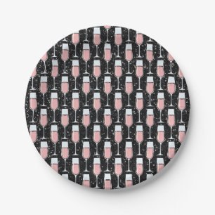 Plato De Papel Patrón de Vino Rosado