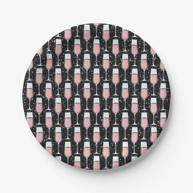 Plato De Papel Patrón de Vino Rosado (Anverso)