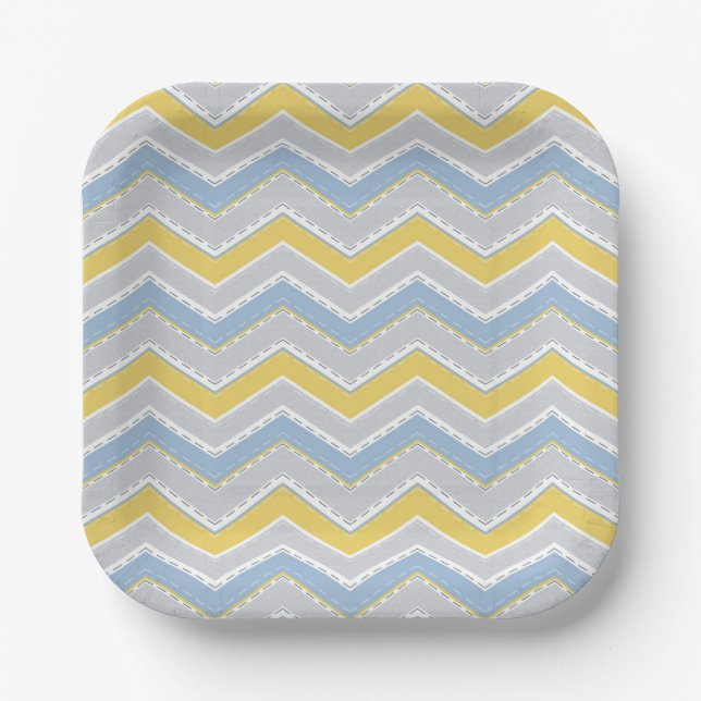 Plato De Papel Patrón de zigzag (Anverso)
