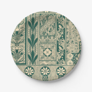 Plato De Papel Patrón decorativo de Art Nouveau botánico