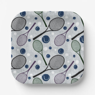 Plato De Papel Patrón deportivo para los aficionados al tenis.