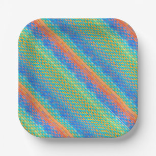Plato De Papel Patrón digital colorido y abstracto