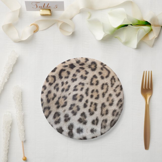Plato De Papel Patrón elegante de estampado de piel de leopardo d (Boda)