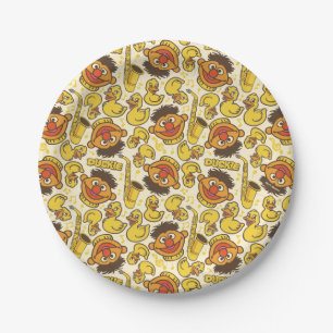 Plato De Papel Patrón Ernie y Rubber Duckie