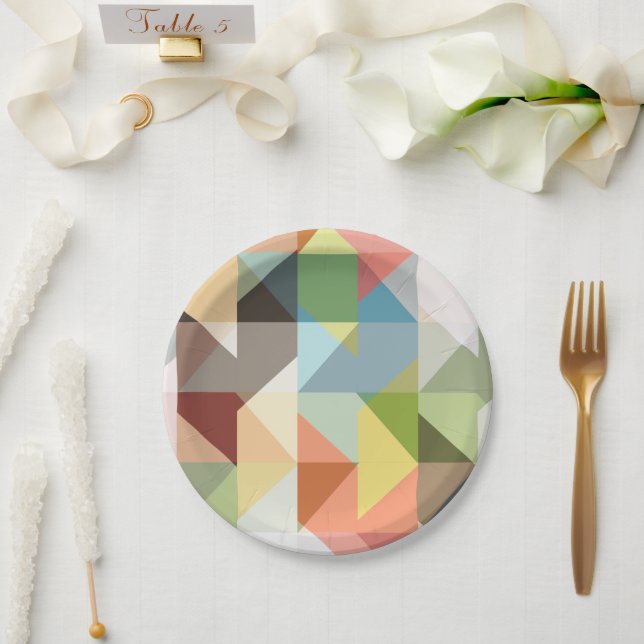 Plato De Papel Patrón estilo Moda Geométrica Vintage (Boda)