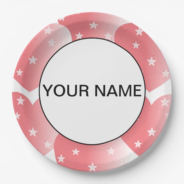 Plato De Papel Patrón Estrella Rosa Cuta (Anverso)