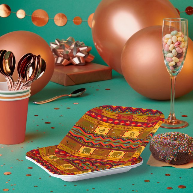 Plato De Papel Patrón étnico (Subido por el creador)