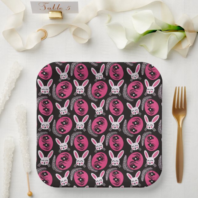 Plato De Papel Patrón feliz único de Pascua (Boda)