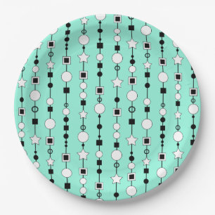 Plato De Papel Patrón festivo con cuentas de collar y estrella de