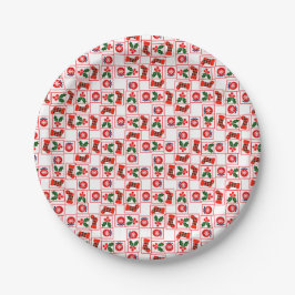 Plato De Papel Patrón festivo de Navidad