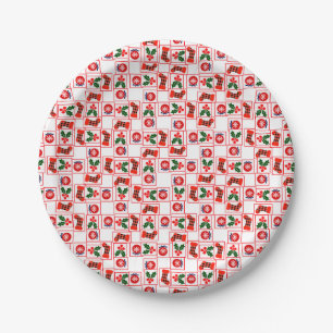 Plato De Papel Patrón festivo de Navidad