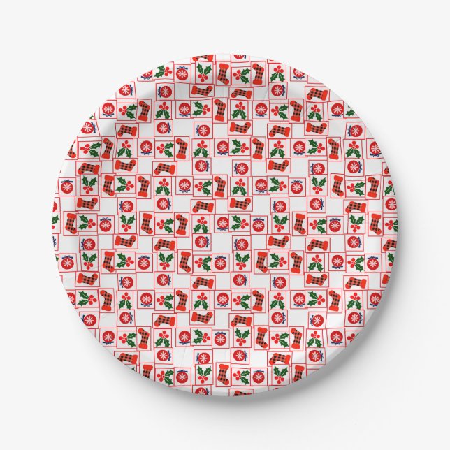 Plato De Papel Patrón festivo de Navidad  (Anverso)