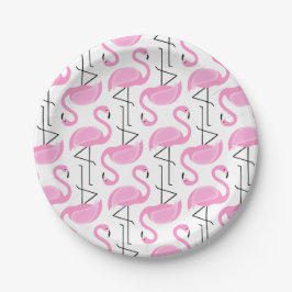 Plato De Papel Patrón Flamingo Rosa Girly Simple Moderno