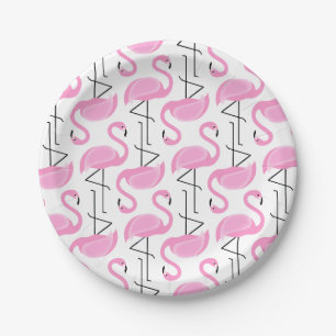 Plato De Papel Patrón Flamingo Rosa Girly Simple Moderno